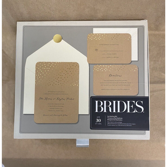 30 Gartner Studios Brides Invitation Kit Wedding Gold Dotson tan stock #16545 - Picture 1 of 5